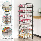 GILLAS 7 Tier Without Wooden Top Water Bottle Storage Rack, Free Standing Vertical Metal,Water Bottle Organizer, Large Capacity Bottled Rack Water Holder Stand for Cabinet Kitchen Party Pantry,Black - size: 7 Tier Without Wooden Top