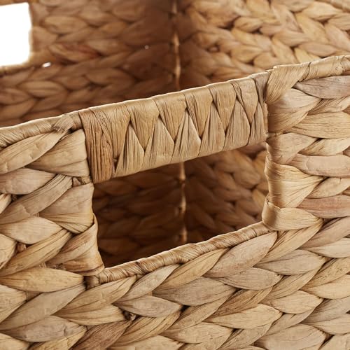 Casafield 10.5" x 10.5" Water Hyacinth Storage Baskets, Natural - Set of 6 Collapsible Cube Organizers, Woven Bins for Bathroom, Bedroom, Laundry, Pantry, Shelves - size: 6-Pack