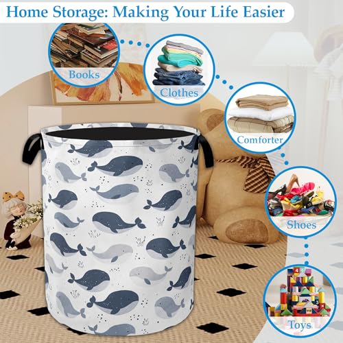 Cartoon Whale Laundry Basket Collapsible Laundry Hamper with Handle, Oxford Clothes Toy Storage Bin for Bathroom Bedroom Room Decor, Gift Basket 16" X 20.8" - color: Cartoon Whale