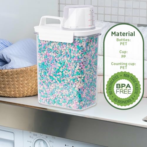 Laundry Detergent Dispenser-1 Pack, 61 oz Detergent Dispenser with 4 Removable Labels, Laundry Soap Dispenser for Laundry Room Organization and Storage, BPA Free & PET Plastic Clear - size: 61 Fl Oz (Pack of 1)