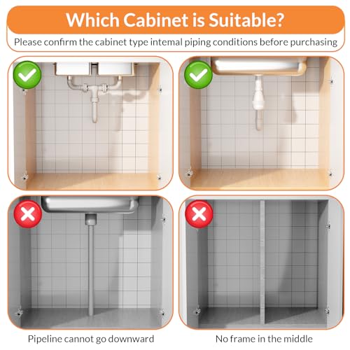 Expandable Under Sink Organizer with 5-Level Height Adjustment,2 Tier Under Sink Organizer Pull-Out Under Sink Drawers Cabinet Organizer for Kitchen & Bathroom Storage,Black,Large - size: large