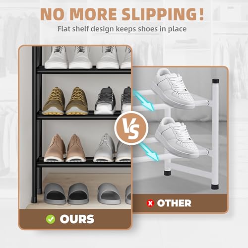 STORAGE MANIAC Long Expandable Shoe Rack, 24 Pairs Metal Wide Stackable Shoe Rack, Adjustable Shoes Shelf, Freestanding Shoes Organizer for Closet, Entryway, Hallway, Garage, Front Door, 4 Tiers - size: 4-tier