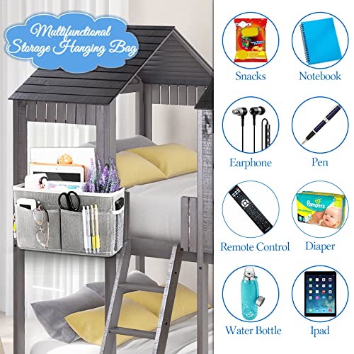 Bedside Hanging Storage Basket Headboards Bunk Beds Dorm Rooms Organizer Caddy for Storage (2Pack Grey) - color: 2Pack Grey