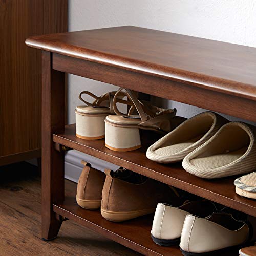 XKZG Storage Bench Wooden Shoe Rack Bench Rustic Solid Wood Entryway Bench (Brown,31.5") - color: Brown, size: 31.5"W x 11.8"D x 16.5"H