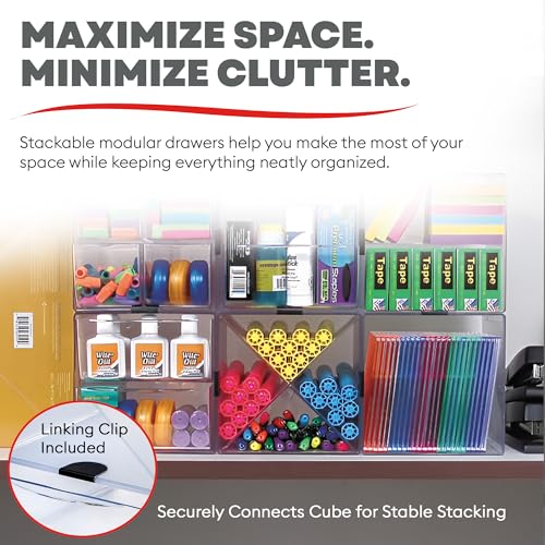 Deflecto Stackable Open Cube Organizer, Desk and Craft Organizer, Clear, 6"W x 6"H x 6"D (350401CR) - style: Open Cube