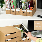 Foldable Desk File Holder Organizer Sturdy Cardboard Magazine Storage Box Document Rack with Blank Label Stickers for Home School Office (5, Brown) - color: Brown