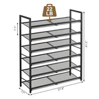 6 Tier Metal Shoe Rack, Tall Shoe Organizer Holds 24-30 Pairs, with Adjustable Flat or Angled Shelves, Shoe Storage Shelf for Closet, Entryway, Garage, Black - size: 6-Tier
