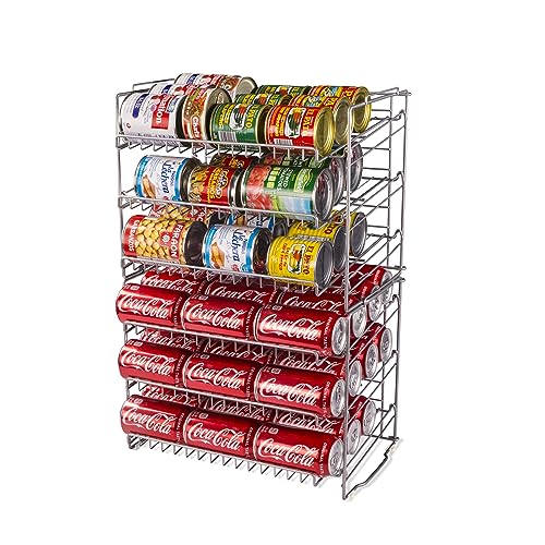 Atlantic Gravity-Fed Compact Double Canrack – Kitchen Organizer, Durable Steel Construction, Stackable or Side-by-Side, PN in Silver - color: Silver, size: Double