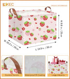 Rectangle Storage Basket with Handles,Collapsible Storage Bin,Books Box,Gift Basket(Strawberry) - color: Strawberry