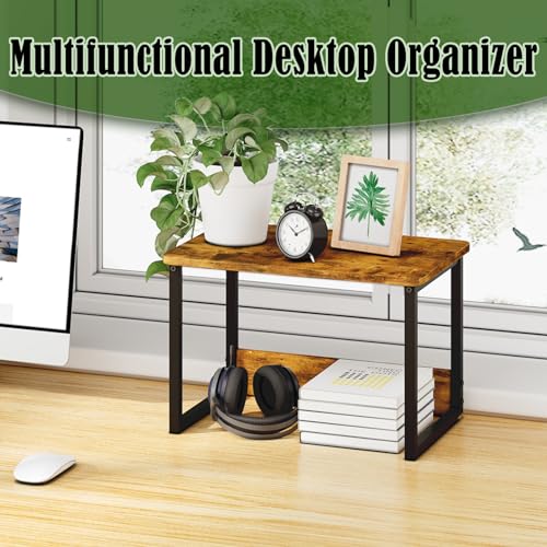 MARTY Printer Stand with Storage for Desk, Desktop Printer Stand Shelf Organzier for Home/Office Heavy Duty Printer Riser Under Desk Small Printer Table for Fax Machine Copier Scanner(Rustic Brown) - color: Rustic Brown, size: 2 Tier