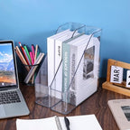 2 Pack Clear Magazine File Holder, PET Magazine Shelf Desk Book Organizer Vertical Binder Storage Case for Home School Office Table Organization Supplies