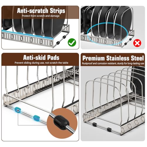 Housolution Cutting Board Organizer Rack, Expandable Baking Tray and Cookie Sheet Organizer with 14 Adjustable Dividers, Bakeware Muffin Tin Cupcake Pan Storage Organizer for Cabinet, Silver - color: Silver, size: 14 Dividers