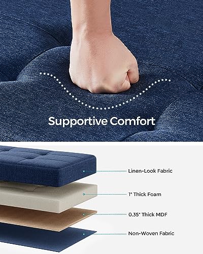 SONGMICS Storage Ottoman Bench, Foldable Foot Rest with Legs, 15 x 43 x 15.7 Inches, End of Bed Bench, Storage Chest, Load up to 660 lb, for Living Room, Bedroom, Entryway, Midnight Blue ULSF018I01 - color: Midnight Blue, size: 15"D x 43"W x 15.7"H