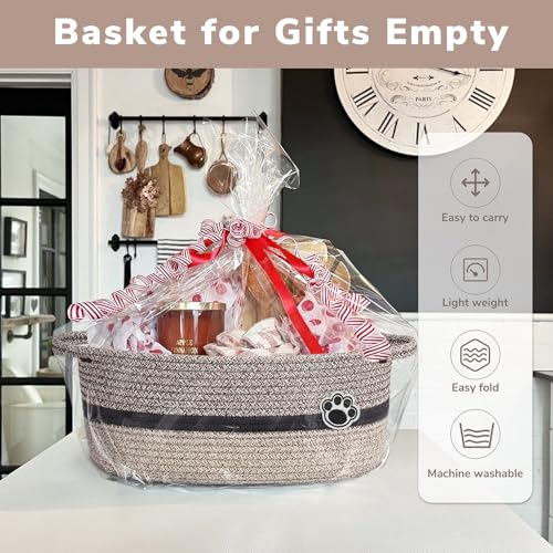 Dog Toy Basket, Baby Boy Shower Gifts Basket for Nursery Bedroom, Dog Storage Bins with Handles, Woven Rope Baskets for Pet Cat Organizer, 13.6"x 10" x 6" - color: Brown Mix, size: 13.6"L x 10"W x 6"H