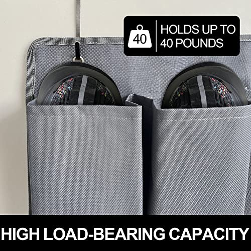 RVZONE RV Shoe Pockets 10 Pockets Heavy Hanging Bedside Storage Organizer with Sturdy Hooks Storage Pockets Hangs on bed for Shoes Toys and Tool Accessories - color: Grey