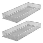 YBM HOME Silver Mesh Drawer Cabinet and or Shelf Organizer Bins, School Supply Holder Office Desktop Organizer Basket (2, 6x15x2 Inch) - size: 6x15x2 Inch