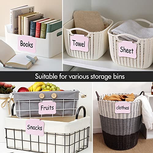 20PCS Basket Labels Clip On, Removable Plastic Bin for Storage Bins, Pantry Organization and Storage Hanging Tags for Basket Cube Box, in Pink - color: Pink-20pcs