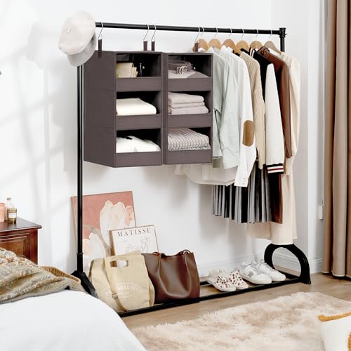 GRANNY SAYS 3 Shelf Hanging Closet Organizers and Storage, Collapsible Closet Storage Organizer with 2 Metal Hooks, Leak-Proof Hanging Shelves for Baby Clothes, Sweaters, 2 Pack, Dark Brown - color: 3-shelf Dark Brown, size: 2-Pack