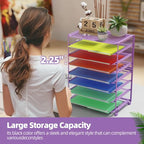 Simple Trending 2 Pack 8 Tier Letter Tray Paper - Mesh Desk File Organizer for Office School Desktop, Violet - color: 2 Pack 8 Tier Violet-Mesh Desk