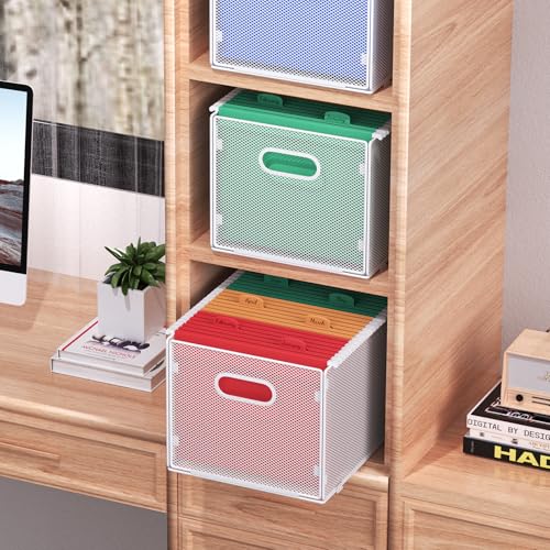 Samstar Hanging File Organizer, Mesh File Folder Organizer Crate Cabinet Inserts Storage Box, Letter Size,White - size: 1 Pack White