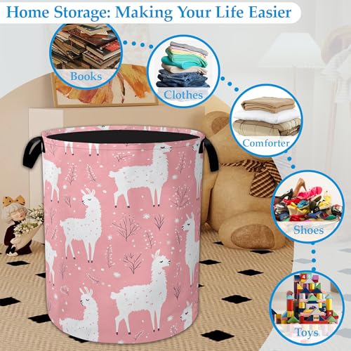 Cute Alpaca Laundry Basket Collapsible Laundry Hamper Oxford Storage Bin for Clothes Storage, Toy Organizer, Books and Sundries 16" X 20.8" - color: Cute Alpaca