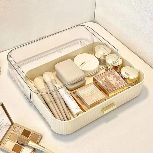 MIUOPUR Stackable Makeup Organizer Drawers, Bathroom Vanity Organizers and Storage, Ideal for Desk and Dresser Countertops, Great for Cosmetics, Skincare, Lipsticks, Nail Care, Cream - color: Cream, size: Drawer Only