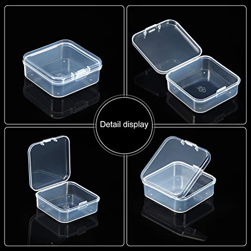 48 Packs Clear Small Plastic Containers Transparent Storage Box with Hinged Lid for Small Items Crafts Jewelry (2.12 x 2.12 x 0.79 Inches) - size: 2.12 x 2.12 x 0.79 in