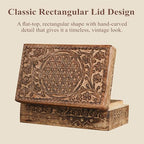 Ajuny Wooden Hand Carved Jewelry Box - Mango Wood Celtic Flower Carving Decorative Keepsake Box, Memory Box Organizer Travel Treasure Chest Trinket Holder Case Great Gifts 8x5 Inch - style: Celtic Flower