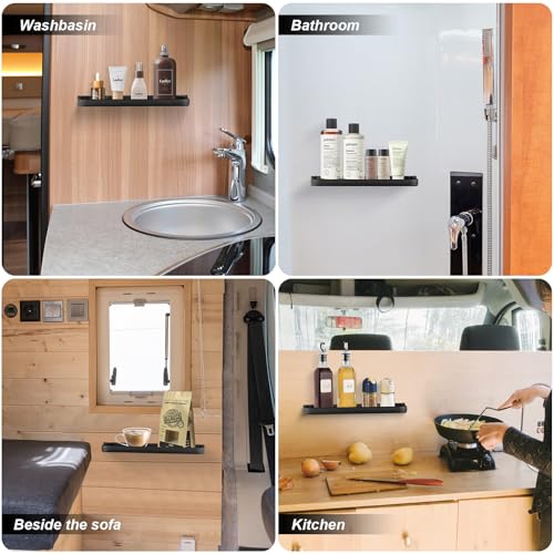 RV Fold-Down Shelf - Wall-Mounted Folding RV Shelves - Compact Camper & Trailer Accessory for Interior Organization - Space-Saving,Waterproof & Rust-Proof, Aluminum