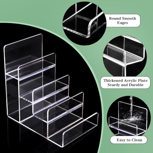 Cabilock 4-Tier Clear Acrylic Display Riser, Sturdy Tiered Organizer for Perfume Makeup Jewelry, Desktop/Retail Counter Display Stand for Home & Vendor - size: 4 Tier Clear