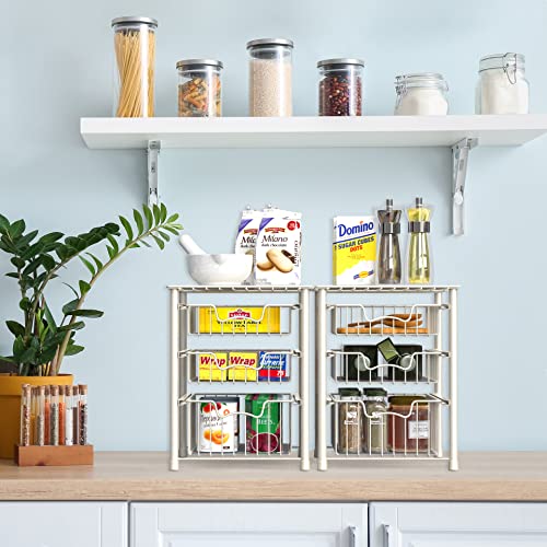 Simple Houseware Stackable 3 Tier Sliding Basket Organizer Drawer, White - color: White, size: 3-tier