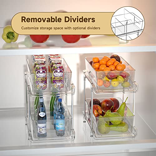 HIHEGD 2 Tier Bathroom Storage With Dividers, Clear Under Sink Pull Out Organizer for Kitchen Pantry, Medicine Cabinet - color: C-Clear-1Pc