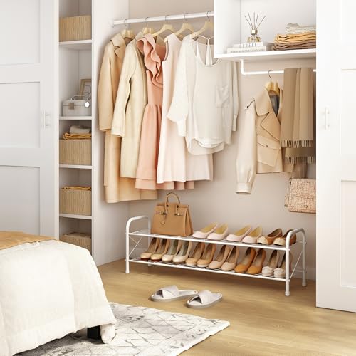 Hoctieon 2 Tier Shoe Rack for Closet, Durable Mesh Style Shoe Rack, Entryway Shoe Shelf, Shoe Storage Organizer for Hallway, Bedroom, Living Room, Wardrobe, White - color: White, size: 2 Tier