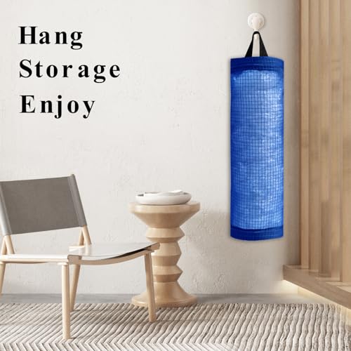 TOGETRUE Plastic Bag Holder, Mesh Grocery Bag Holder Hanging Storage Bag Dispenser (Navy Blue 2 Packs) - color: Navy Blue 2 Pack
