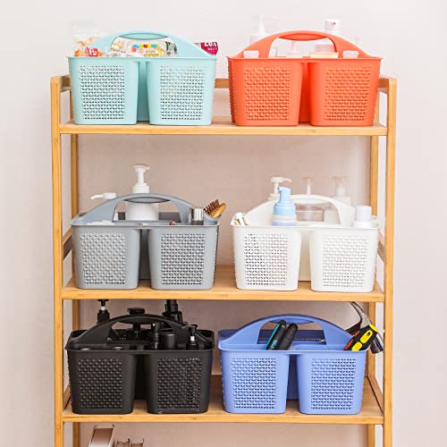 UUJOLY Plastic Portable Shower Caddy Bucket, Cleaning Shower Basket with Handle Compartments Storage Organizer for Bathroom Kitchen College Dorm Sink, Orange - color: Orange