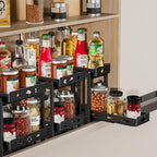 BOIVSHI Pull Out Spice Rack Organizer, 2-Tier Vertical Spice Rack, Height Adjustable for Kitchen Cabinet (5.3''Wx10.8''Dx9.2''H, Metal Black) - size: 5.3''Wx10.8''Dx9.2''H,2 Tier