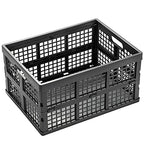 Eslite 34L Large Plastic Folding Storage Crates,Collapsible Crates for Storage,Pack of 3 (Grey) - color: Grey