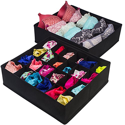 Sorbus® Set of 4 Foldable Drawer Dividers, Storage Boxes, Closet Organizers, Under Bed Organizer (Black) - color: Black