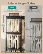 SONGMICS Clothes Rack, Portable Closet, Heavy-Duty Wardrobe Closet Organizer with Hanging Rails and Shelves, 79.9 Inches Tall, Total Load 297 lb, Easy Assembly, for Bedroom, Ink Black URDR212BZ01 - size: 89.8" L x 17.7"W x 79.9"H