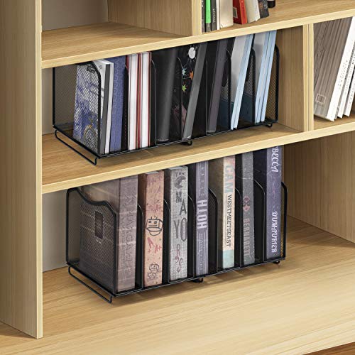 Simple Trending 2 Pack Mesh Desktop File Sorter Organizer, 7-Section Bookshelf For Desk Home Office, Black - style: 2BK-7 Section Black
