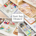 STORi SimpleSort 6-Piece Stackable Clear Drawer Organizer Set | 6" x 6" x 2" Square Trays | Small Makeup Vanity Storage Bins and Office Desk Drawer Dividers | Made in USA - size: 6x6x2"