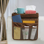 Couch Arm Tray-Couch Arm Cup Holder,Anti-Slip Chair Arm TV Remote Holder for Recliner Sofa Armchair Caddy Bedside Storage Pockets Bag for Pens, Magazines, Snacks, Glasses - color: Brown