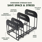 GreenPan Stainless Steel Wire Cookware Storage Rack, 5 Frying Pan Compartments, Countertop or Cabinent Organizer, Minimizes Clutter, Fast Drying, Wipes Clean, Black - size: Frying Pan Storage Rack