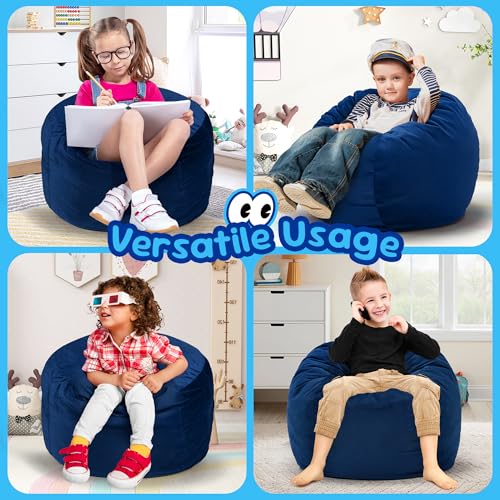 Hobestluk Bean Bag Chairs 2.5FT Bean Bag Chair with Memory Foam Filled & Machine Washable Cover,Beanbag Chair, Small Bean Bag Chairs for Playroom, Living Room, Bedroom - color: Blue, size: 2.5FT - 28.5" x 28.5" x 17.8"