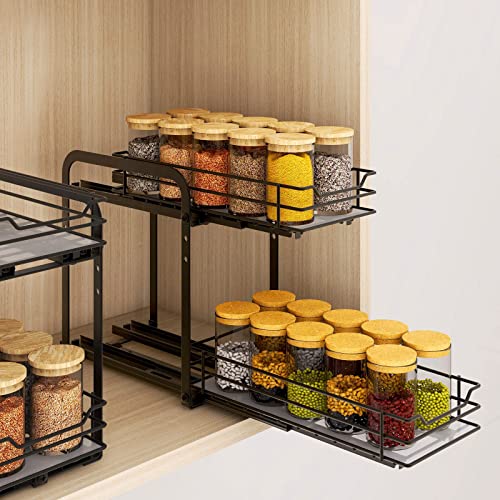 BOIVSHI Spice Rack Organizer for Cabinet, 2 Tier Pull Out Spice Organizer for Cabinet Height Adjustable Heavy Duty Metal Basket for Inside Cabinets & Pantry Closet (5.5''Wx10.5''Dx9.5''H) - size: 2 Tier,5.5''Wx10.5''Dx9.5''H
