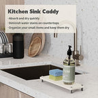 Kitchen Sink Caddy Water Absorbing Stone Tray For Sink, Diatomite Bathroom Countertop Tray Organizer, Faucet Stone Drying Mat Coaster Soap Dish Sponge Dispenser Holder (White) - color: White