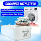Skywin Laundry Pod Container with Slide Lid, 15 x 8.7 x 4.5 In, Holds 11 Pounds OR 120-150 Pods, White with Print - color: White with Print, size: 1 Pack