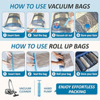 Cozy Essential Vacuum Storage Bags, 80% Compression Vacuum Seal Space Saver Plastic Packaging Bags for Clothes, Blankets, Pillow, Bedding, Comforters, Sealer Clothing Storage,20 Combo - size: Combo