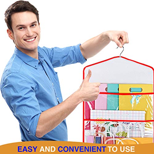 ProPik Storage for Gift Bags, Tissue Paper, and Wrapping Paper - Hanging Gift Bag Storage Organizer - 38 x 16 Inch PVC (Red) - color: Red