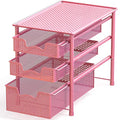 Simple Houseware Stackable 3 Tier Sliding Basket Organizer Drawer, Pink - color: Pink, size: 3-Tier